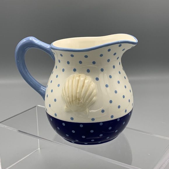 Gorham Lenox She Sells Seashells Blue Creamer Merry Go Round Syrup Server Clam - Picture 1 of 6
